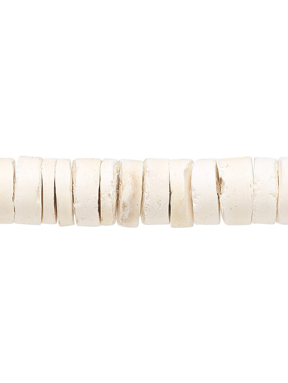 Organic Philippines White Coconut Palm Wood 10mm Heishi Rondelle Beads 50 pcs